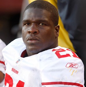 Frank Gore, apparently looking to see if any skeletons are nearby.