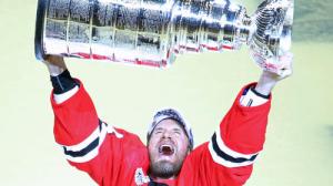 Kimmo Timonen in a moment of triumph, but where is our Cup?